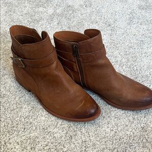 Kork-Ease Brown Ankle Boots with Side Zipper